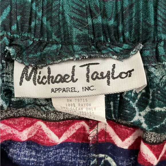 Vintage Michael Taylor Skirt Women's 2X Floral Geometric Midi Crepe Retro - Picture 4 of 10